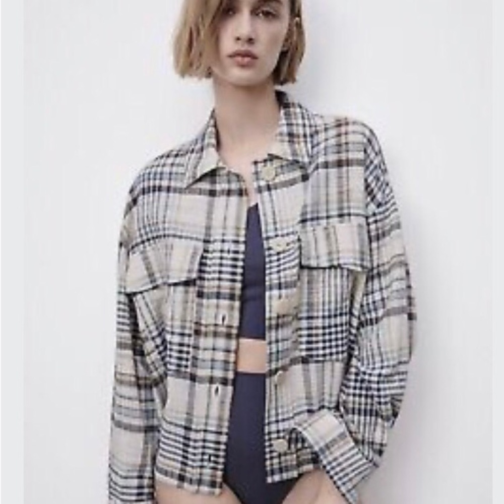 Zara Plaid Button Up Top
